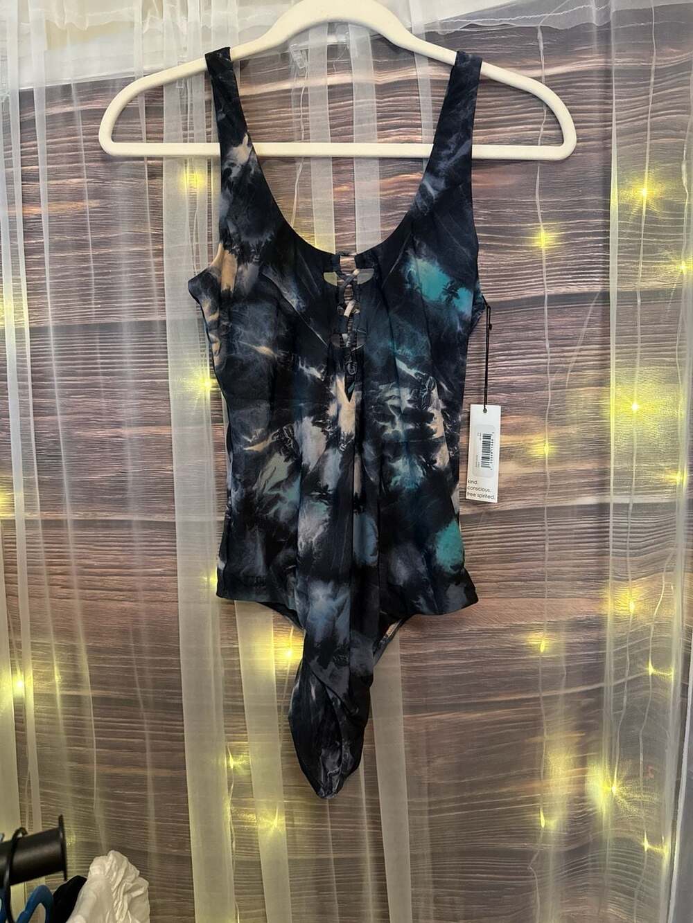 Unsubscribed One Piece Lacing Tie Dye Swimsuit